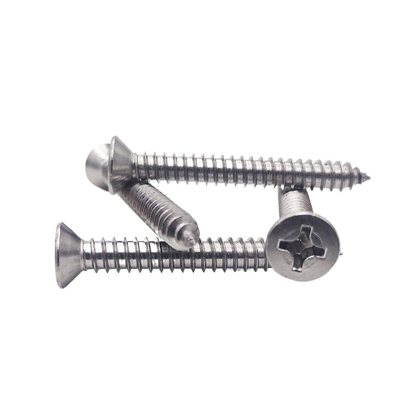 Tornillos autorroscantes for madera de cabeza avellanada plana y cruz acero inoxidable GB846 304, M3.5, .9, M4.2, .8, M5., M6.3, 10/20/50 unidades