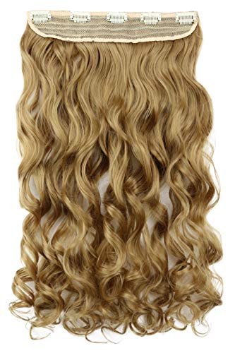 PRETTYSHOP Clip In Hair Extensions Full Head One Piece Hairpiece Wavy Heat-Resisting 27" natural blonde #22T C64-1