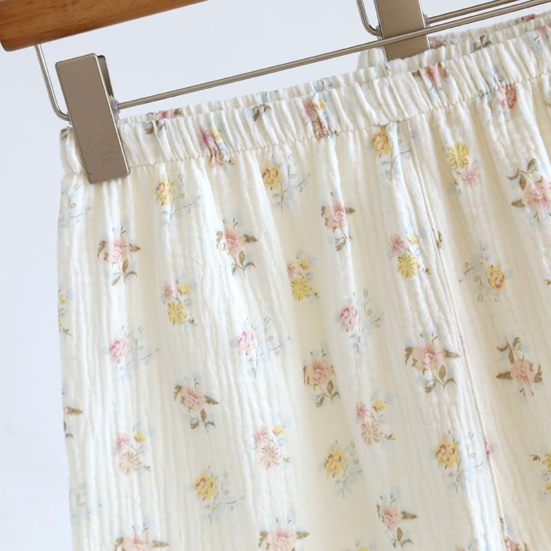 Image of codcm Womens 3pcs Cotton Pajamas Set Short Sleeve Sleepwear Fruit Print Cute Pj Set with Long Pants