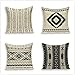 Poszewka na poduszkę zestaw 4 czarno-białych w stylu etnicznym 22 x 22 cale kwadratowa bawełniana lniana dekoracja domu poszewka na poduszkę do salonu na sofę do sypialni na zewnątrz poduszki rozproszone 55 x 55 cm