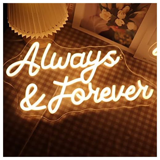 LED Always and Forever Logotipo de Neón Luces de Decoración de Habitaciones,Bares Familiares,Paredes de Arte,Decoración de Bodas,Fiestas de Compromiso,Decoración de Paredes Colgantes (blanco cálido)