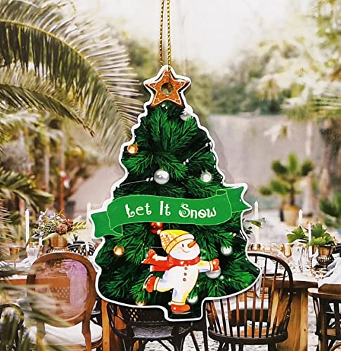 Christmas Ceramic Hanging Ornament Sublimation Christmas Tree Ornament Pendant 2022 Tree Snowman Deer Porcelain Ornament With Rope 1Pc(Tree Snowman) #TOP1