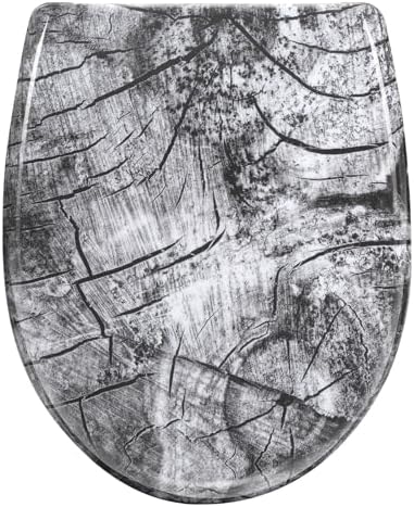 WOLTU Toilettendeckel, Klodeckel mit Absenkautomatik, WC Sitz mit Quick-Release-Funktion, Klobrille O-Form mit Motiv, Montage von oben zu unten, 175 kg belastbar