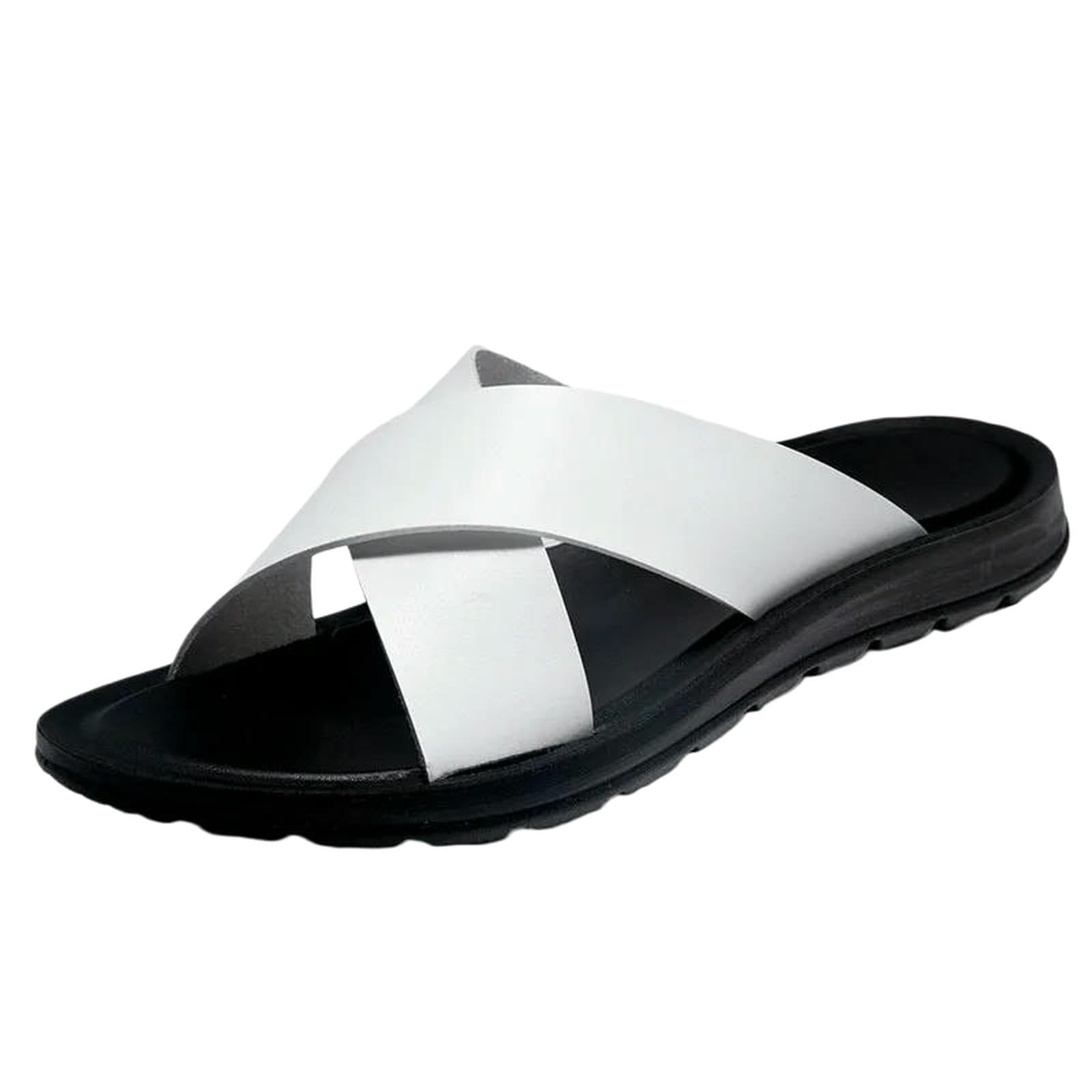 Ciabatte Uomo Infradito Slip-on da in Vera Pelle Italiana, Sandali Spiaggia Estivi Leggeri, Taglie Disponibili, Taglia più Grande -Rosso Marrone-39