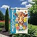 Tomhong Floral Cow Welcome Garden Flag 12x18 Inch Double Sided Outdoor Yard Banner CuteCow with Colorful Flowers and Butterfly Rustic Farmhouse Spring Summer Decoration for HomeGarden Porch