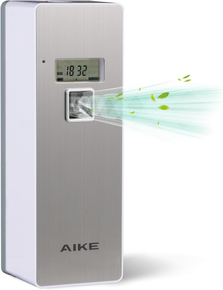 AIKE Air Fresheners Automatic Spray Dispenser for Commercial, Flexible Programmable, Stainless Steel Finish, Suitable for Glade Air Freshener, Refill Cans and Batteries Not Included