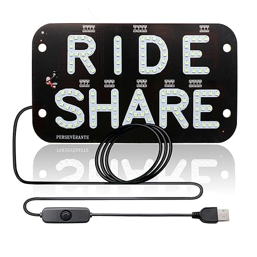 Image of YSY Juren LED Car Window Accessory Sign RIDESHARE for Ride Share Drivers Taxi Light (ICE blue)