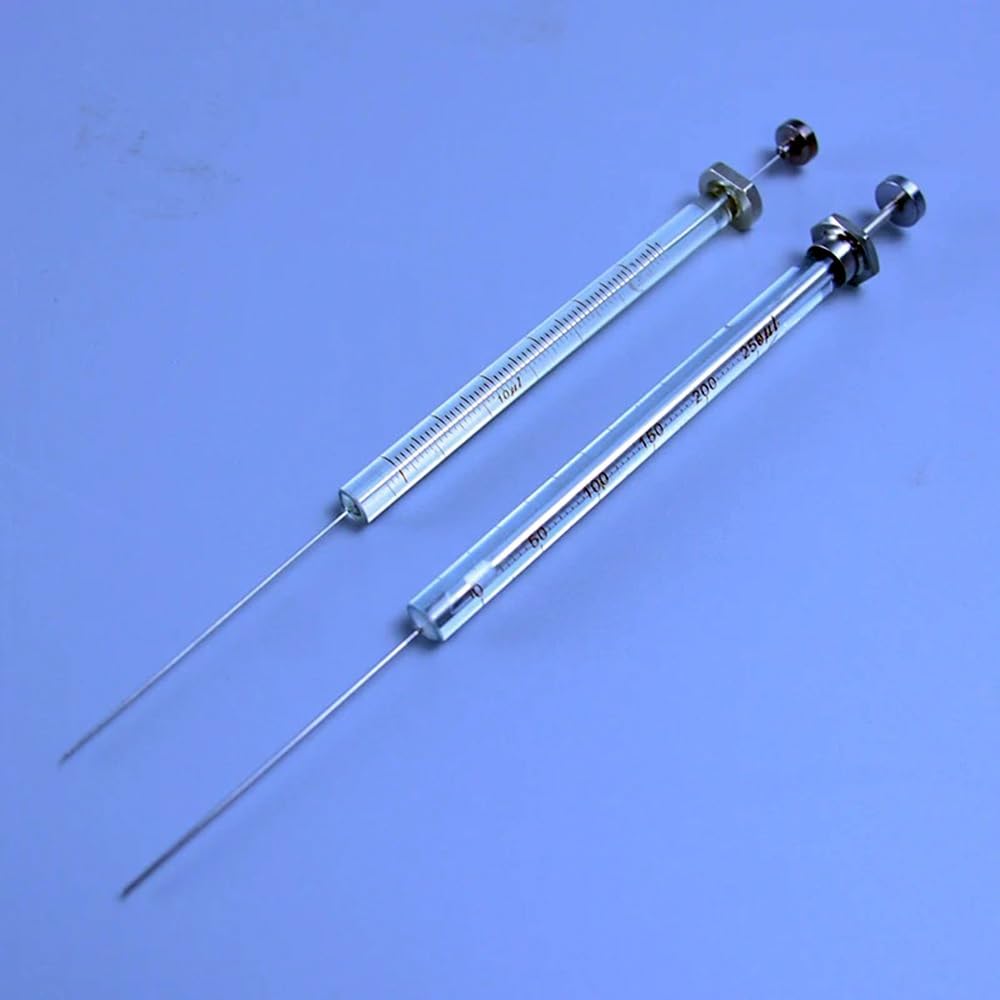 Labor-Mikroinjektor 0,5/1/2/5/10/25/50/100/250/500/1000uL Glasspritze mit scharfer Nadel for Gaschromatograph(500uL)