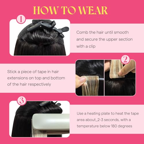 Image of Ve Sunny Hair Tape in Hair Extensions Human Hair | Medium Brown Root to Platinum Blonde Balayage,16Inch 50g 20Pcs,Skin Weft,for Daily Wear