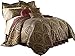 Chezmoi Collection Seville 9-Piece Jacquard Black Gold Maroon Red Medallion Paisley Oversized Comforter Set, California King 110