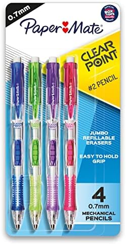 Paper Mate Clearpoint Mechanical Pencils, 0.7mm, HB #2, Fashion Barrels, 4 Count