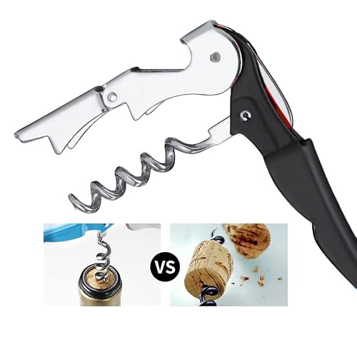 Professional Waiter Corkscrew Wine Openers Set (2 PCS),Upgraded With Heavy Duty Stainless Steel Hinges Wine Key for Restaurant Waiters, Sommelier, Bartenders (Black 2 Packs) - Thumbnail 4