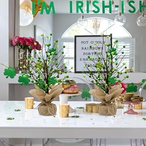 2 Pack St. Patricks Day Trees Decorations - 16inch Irish Berry Shamrock Tree Decorations, St. Patrick's Day Tabletop Tree Decor and Centerpiece Ideas 2 Pack St Patricks Day Trees Decorations 16inch Irish Berry Shamrock Tree Decorations St Patricks Day Tabletop Tree Decor and Centerpiece Ideas