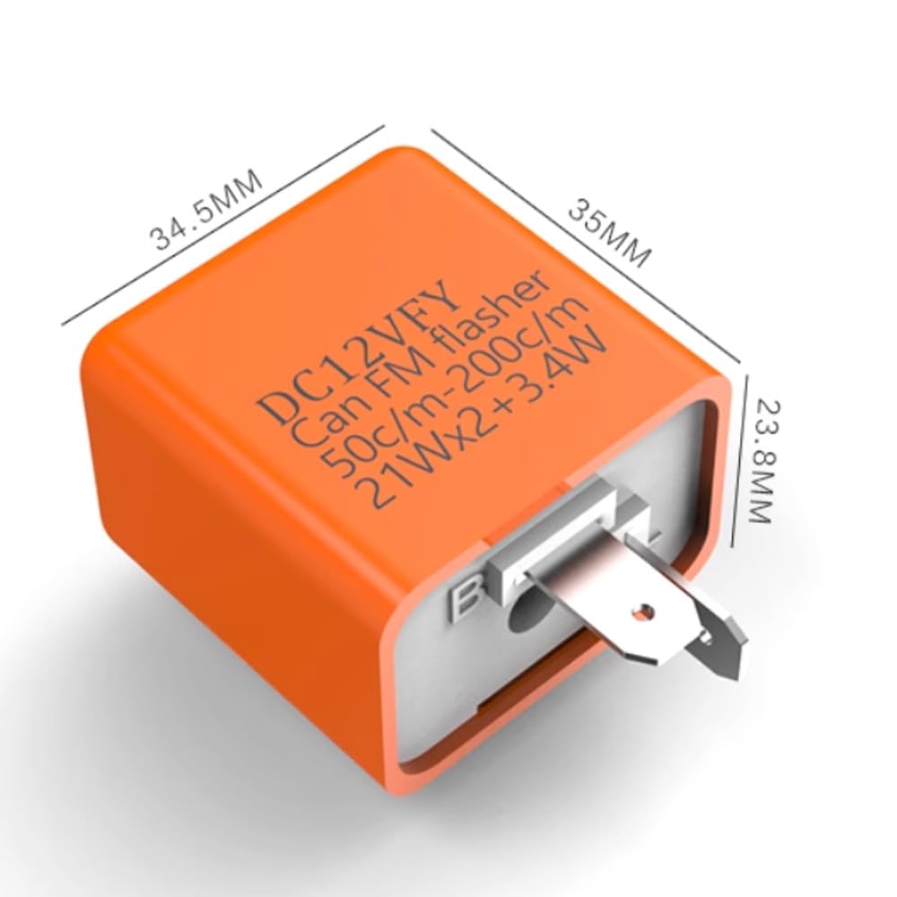 Rel&egrave; Lampeggiatore 2 Pin Per Auto E Moto - 12V LED Flasher Relay Arancione, 2 Pezzi