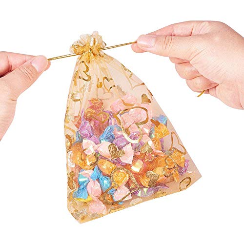 Image of Beingelegant - Pack of 25 Women's Organza Net Small and Big Size Potli Bags for Pooja, Return Gifts for Wedding, Sangeet, Shagun- Multi Coloured (Multi, 15X12)