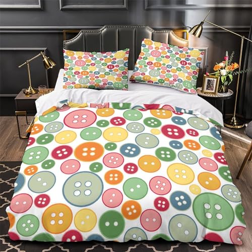 Parure de lit durable en microfibre de qualité supérieure avec boutons déco 200x200