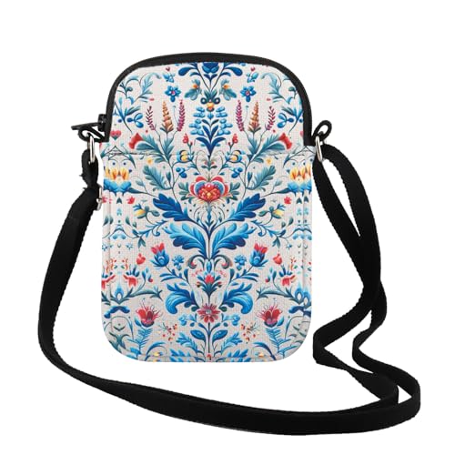 TSOTMO Swedish Folk Art Floral Crossbody Bag Scandinavian Gift Nordic Shoulder Bag Sweden Gift for Women