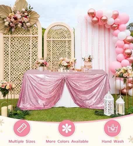Juya Delight Fuchsia Pink Sequin Tablecloth Rectangular‌ 90" x 132" Table Cloth for Wedding Birthday Party Festival Ceremony Cake Dessert Table Decoration by Juya Delight - Image 6