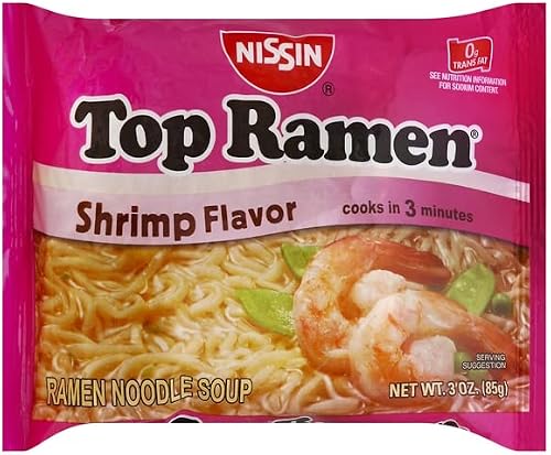 Nissin, Top Ramen Instant Noodle Soup (Shrimp Flavor), 3 Ounce