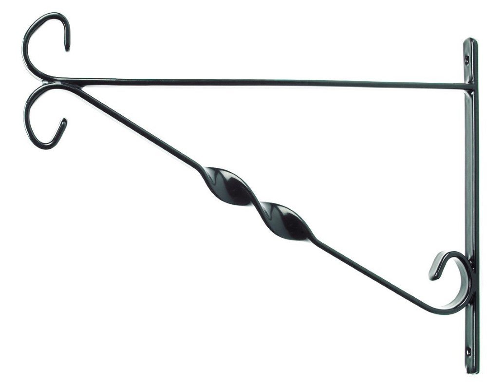 Set of 3 Green Jem 12" Hanging Basket Brackets, Black Colour