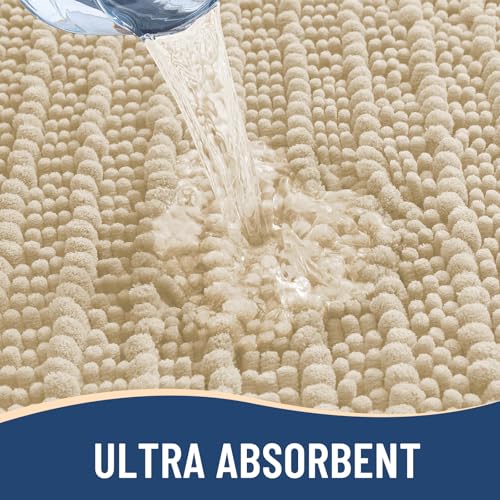 Image of Arotive Round Bathroom Rugs 24x24, Extra Soft Thick Absorbent Shaggy Chenille Bath Rugs, Machine Wash Dry, Bath Mats for Bathroom Floor, Tub and Shower, Home Decor Accessories, Cream Beige