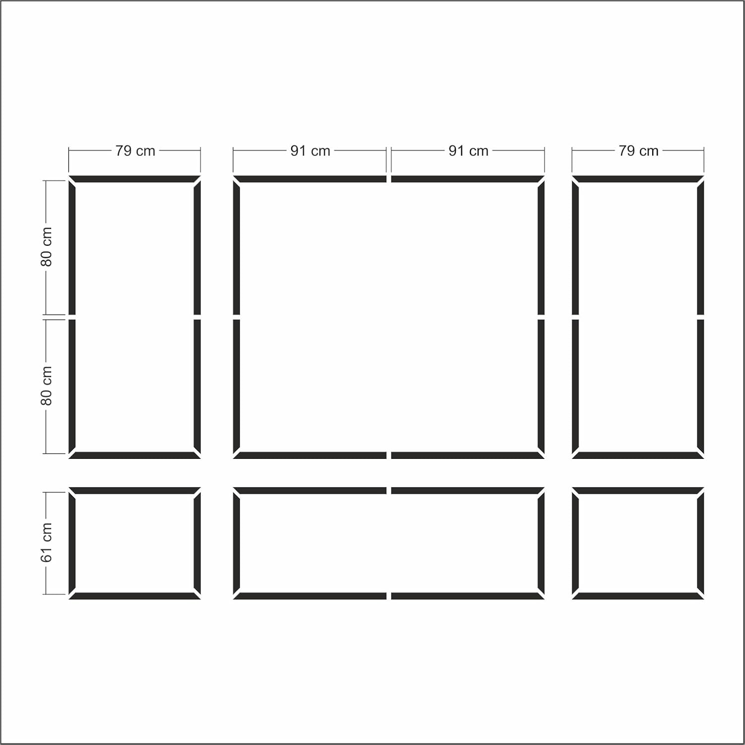 Peel and Stick wall molding kit | Ready to go, Easy Install, no Tools Needed | 3 Top 3 Bottom Frame
