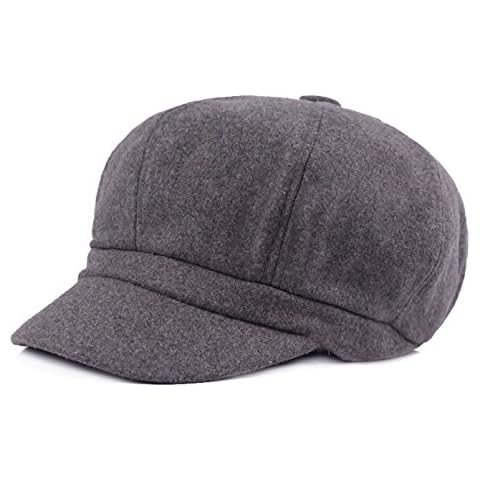Women Vintage Newsboy Cabbie Peaked Beret Cap Warm Baker Boy Visor Hat Flat Cap Grey Cover