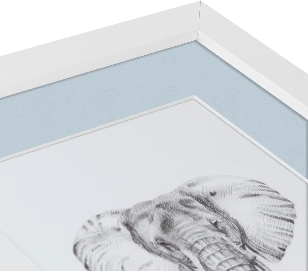 ArtToFrames 10x13 inch Satin White Frame Picture Frame with 2 Inch Single Baby Blue Mat, SingleMat-FRBW26074-10x13-860