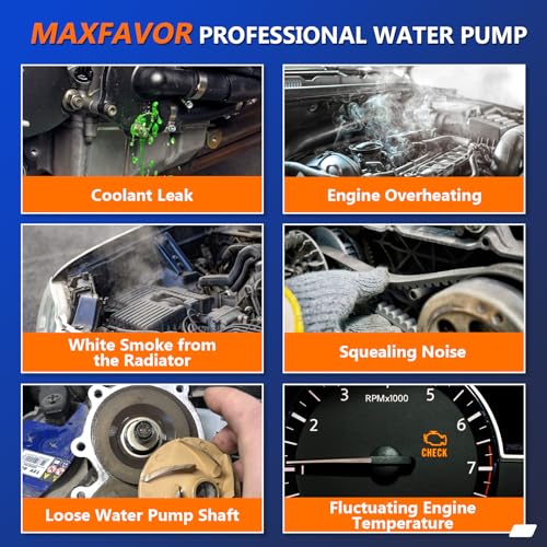 Image of Maxfavor Water Pump with Thermostat 45005 AW5104 for 1999-2006 Chevy Express Tahoe Avalanche Silverado Suburban 1500 2500 3500 Trailblazer SSR W3500 W4500 Tiltmaster 4.8L 5.3L 6.0L Engine Water Pump