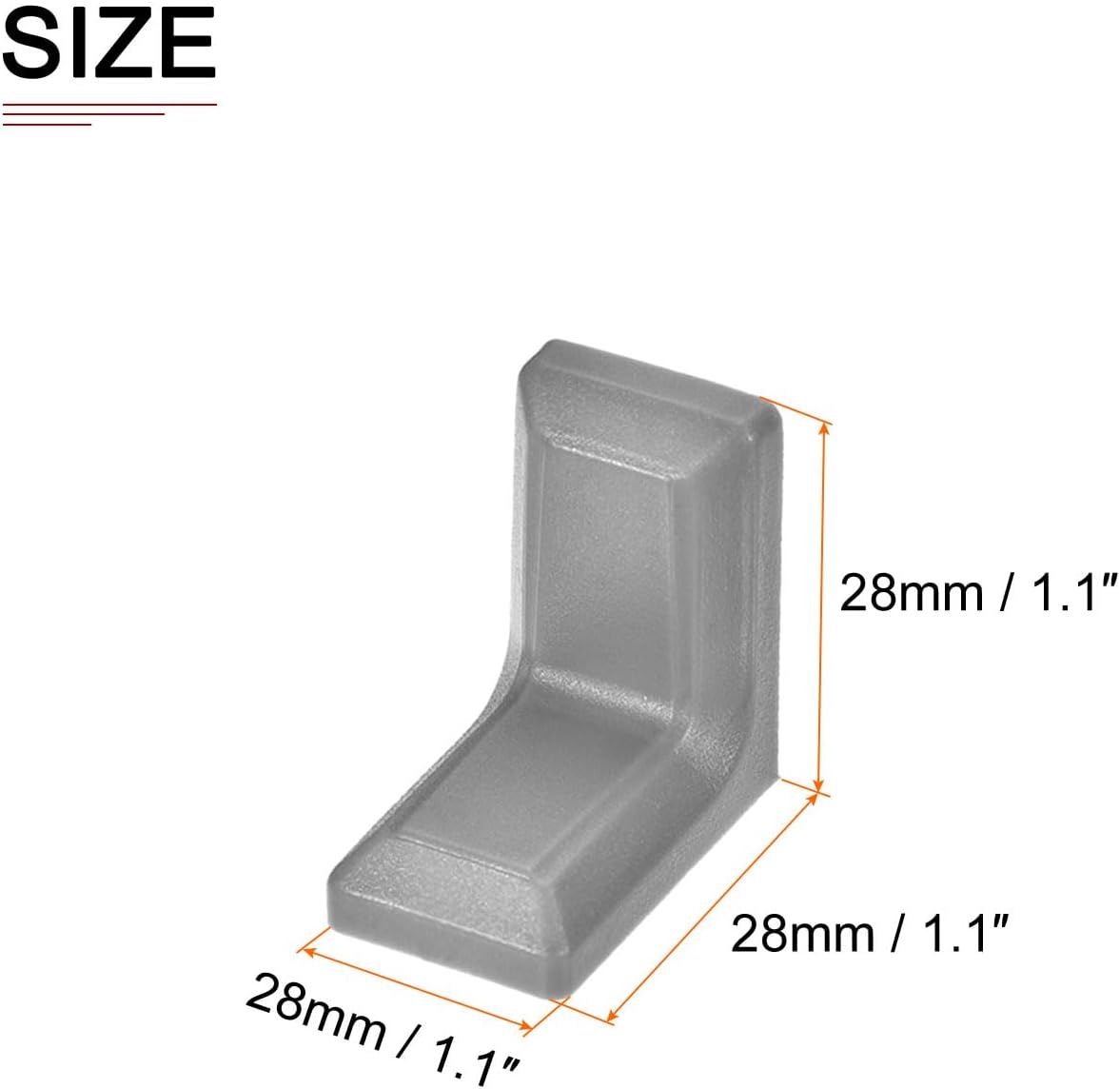 DTGN 28x28x18mm(LxWxH) Plastic Corner Brackets -10Pack - Good for Furniture Repairing - 2 Holes L Shape Right Angle Brace - Grey