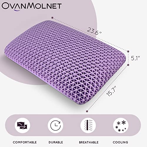 Ovanmolnet High Purple Pillow With Latex Core Firm Pillow For Neck Pain Relief, Ergonomic Cervical Super Support High Pillow Cooling Elastic Pillow Cover Removable, For Back Stomach Side Sleepers #TOP1