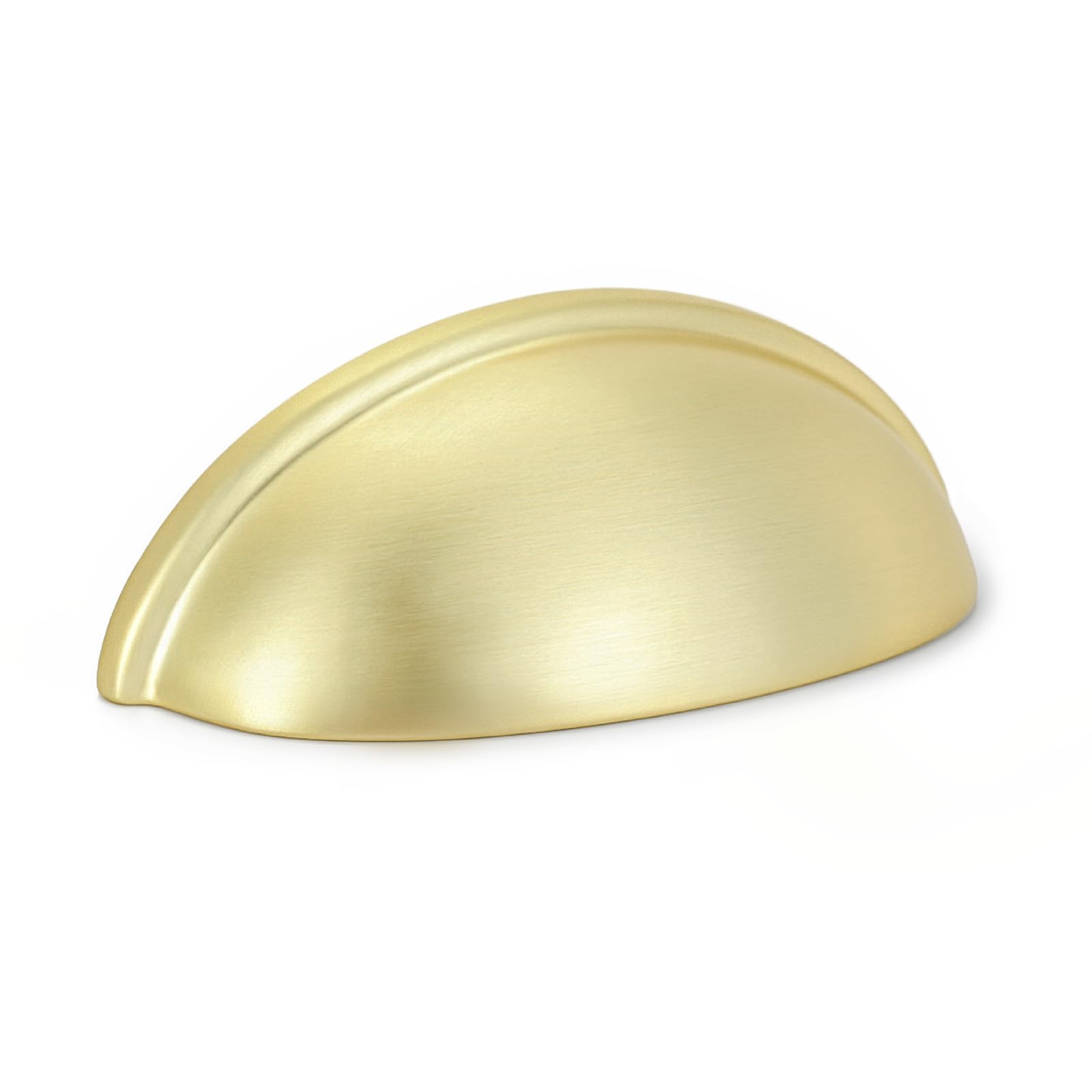 HOMOTEK 10 Pack Drawer Bin Cup Pulls Dresser Pulls for Cabinets Brushed Brass - 3 Inch Hole Centers Furniture Handles,Kitchen Cabinet Hardware