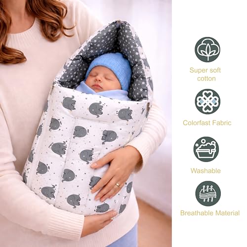 Image of Fareto Combo of Baby Nest | Net with Bed | Carry Bag | 4 Pcs Bedding Set(0-6 Months) (Fullset Nest) (Ele Gray)