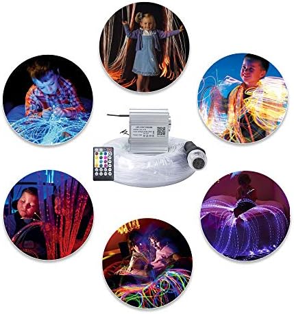 Callsky Sensory Lights 10W Fiber Optic Curtain Lights for Sensory Room/Autistic Kids,APP+Twinkle+Sound Activated Light Engine,Tough and Durable (3*0.75) Sparkle Flash Point Cables, 50pcs*2m +Remote