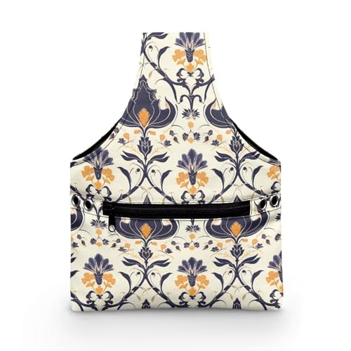 Image of ZUXONGSY Damask Floral Knot Yarn Tote Bags for CrochetingH Portable Yarn Bags for Crocheting on The Go Travel Yarn Storage Handbag