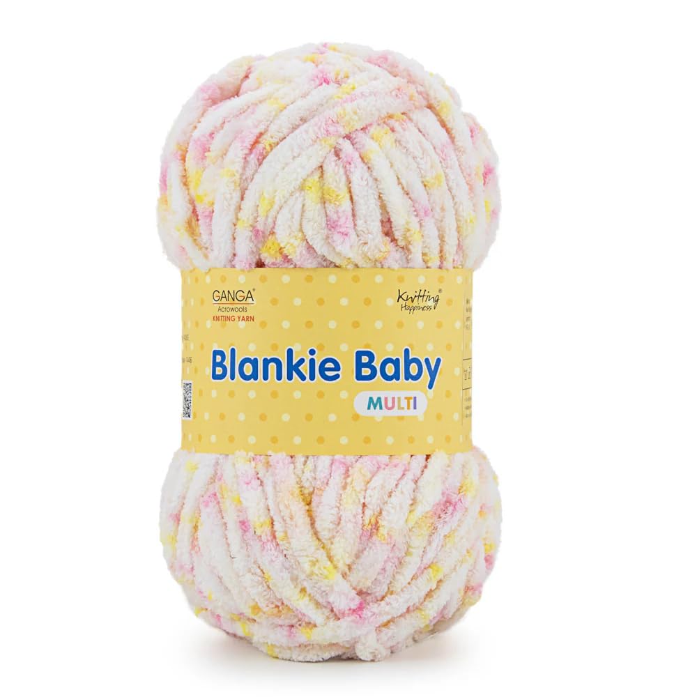 JEFFY Ganga Blankie Baby Multi Is A Super Soft Yarn Knitting Wool Ball(1 Ball/100 Gram Each) Shedding Chenille Yarn Multi Colour Suitable for Craft, Babywear, Baby Blankets, Thick mota Thread (Pearl Blush Shade no-8, 100) (B0DFWWC4R1) Amazon Price History, Amazon Price Tracker