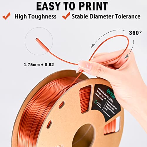 Image of OVV3D Silk PLA Filament 1.75mm 3D Printer Filaments, Upgrade Silk Coffee Gold Filament for Most FDM 3D Printer, Metal 3D Printing Filament, 3D Filament 1.75 + /- 0.02mm, 2.2lbs / 1kg
