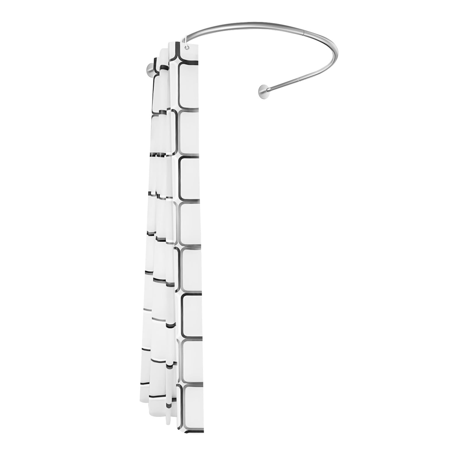 U Shaped Shower Curtain Rod Adjustable Stainless Steel U Shape Pole for Bathroom, Toilet, Dressing Room, Window