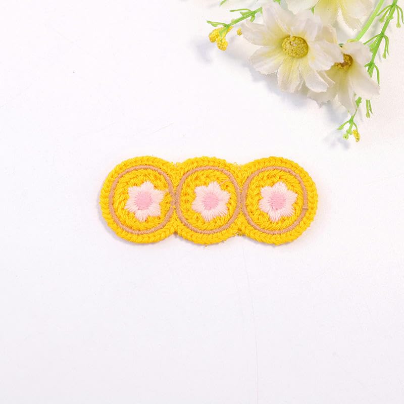 Parches de Bordado 30 Parches pequeños de Flores Ganchillo 3 x 7, cm, Bordados, for Planchar, Chinos, for Coser en Ropa, Vaqueros y Chaquetas(Lemon Yellow)