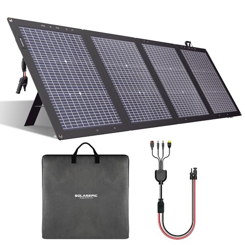 220W Foldable Solar Panel, Bifacial Monocrystalline, 25.9 Voc High Voltage, Waterproof, for Portable Power Station, Camping, RV, with Kickstand and Ca