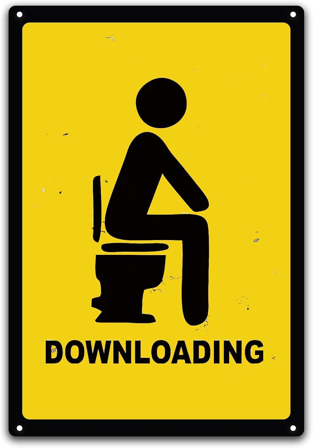 Funny Bathroom Wall Decor Retro Metal Tin Sign, Downloading Man Sitting On Toilet Wall Art Metal Hanging Signs for Yard Home Garden Bar Kitchen Garage Decor 8 X 12 Inch