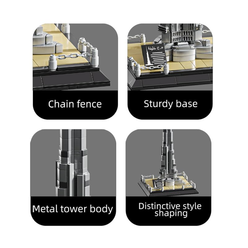 Image of SKY LINE OCEAN Burj Khalifa Building Blocks Set (599+ Pieces) | Dubai Landmark Architecture Model | Detailed Collectible Tower Kit | STEM Toy Gift for Teens & Adults | 5 Year Structural Warranty