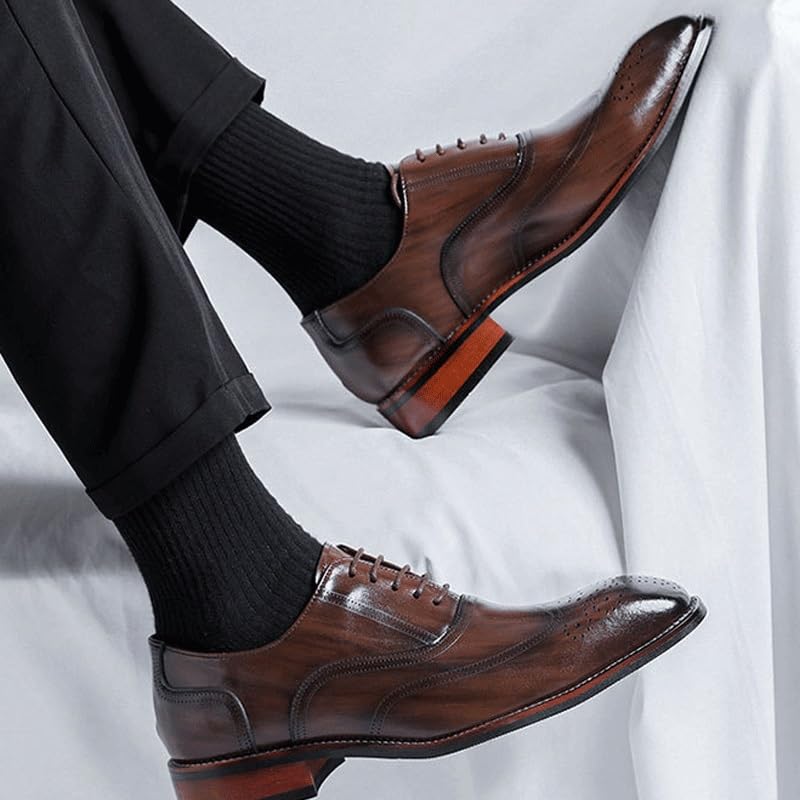 Men's Leather British Style Lace Up Wing Tip Dress Shoe Business Casual Men Formal Shoes2