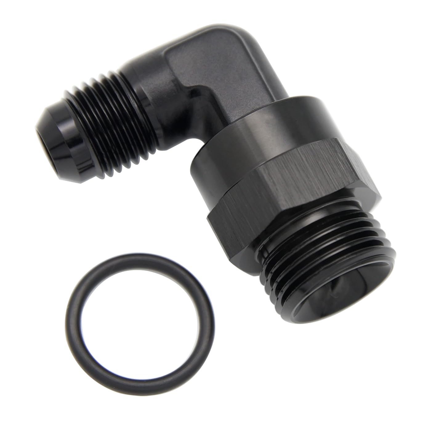 Adaptador 6AN a 8AN de 90 grados para solucionar fugas y desviar líneas de combustible