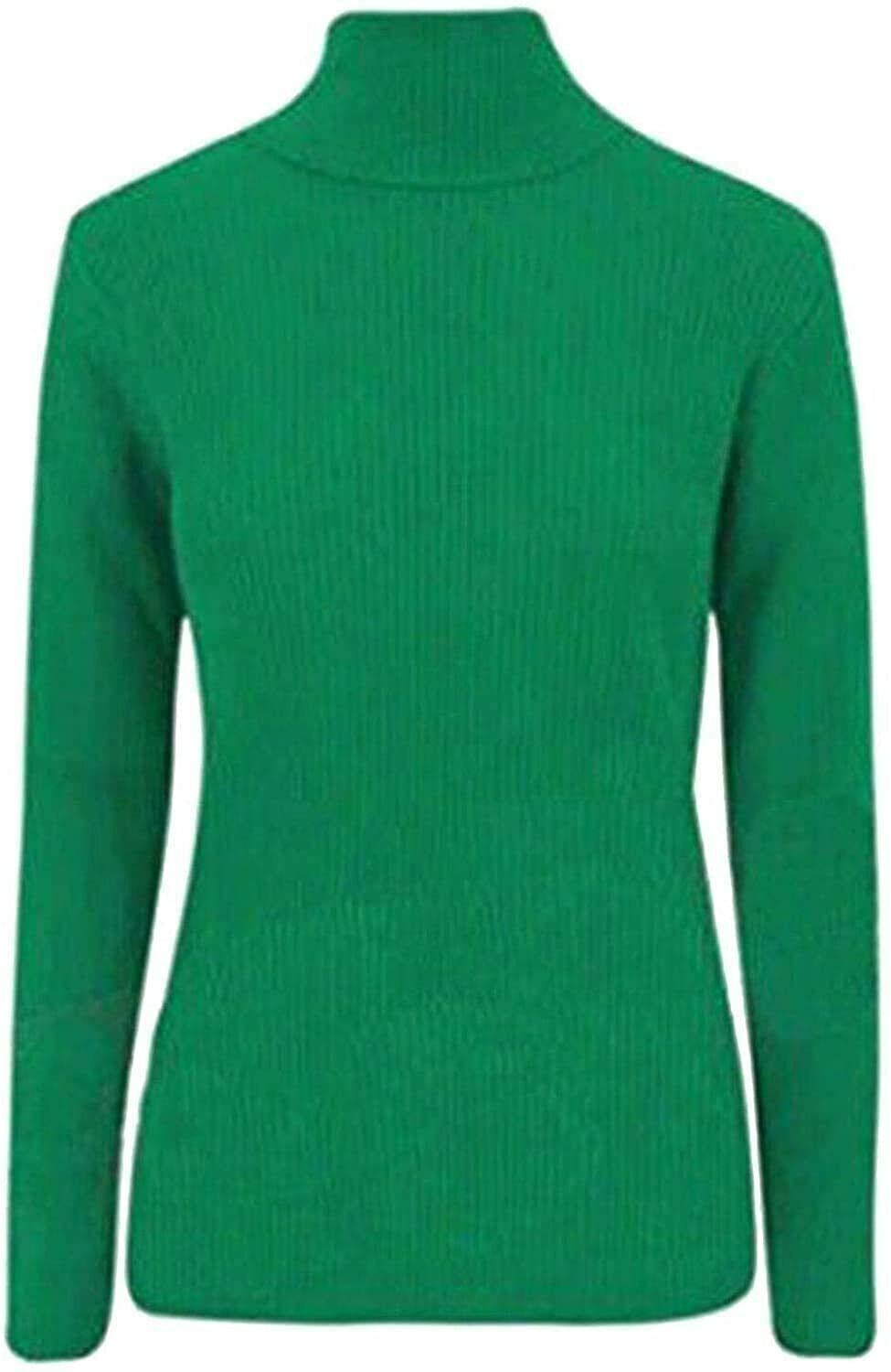 StyleWear Women Long Sleeve High Polo Neck Ribbed Jumper Top Ladies Knitted Sweater Top (Jade Green UK 16-18)