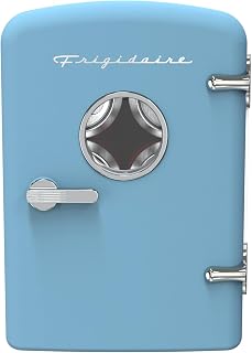 Frigidaire Retro 9-Can Mini Personal Fridge, Portable Cooler for Dorm Room (Blue)
