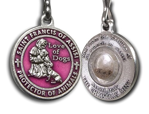 The Christian Mint, LLC St. Francis of Assisi Enameled Pet Medal with Capsule of Assisi Soil (Pink)