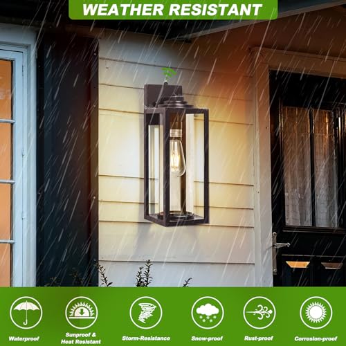 Image of FILIYANO Large Dusk to Dawn Outdoor Wall Lights, Oil Rubbed Bronze, 2 Pack | 20 Inch, Anti-Rust, Waterproof, Brown Exterior Fixtures with Photocell, Modern Farmhouse Sconce for Garage, Porch, Front Door