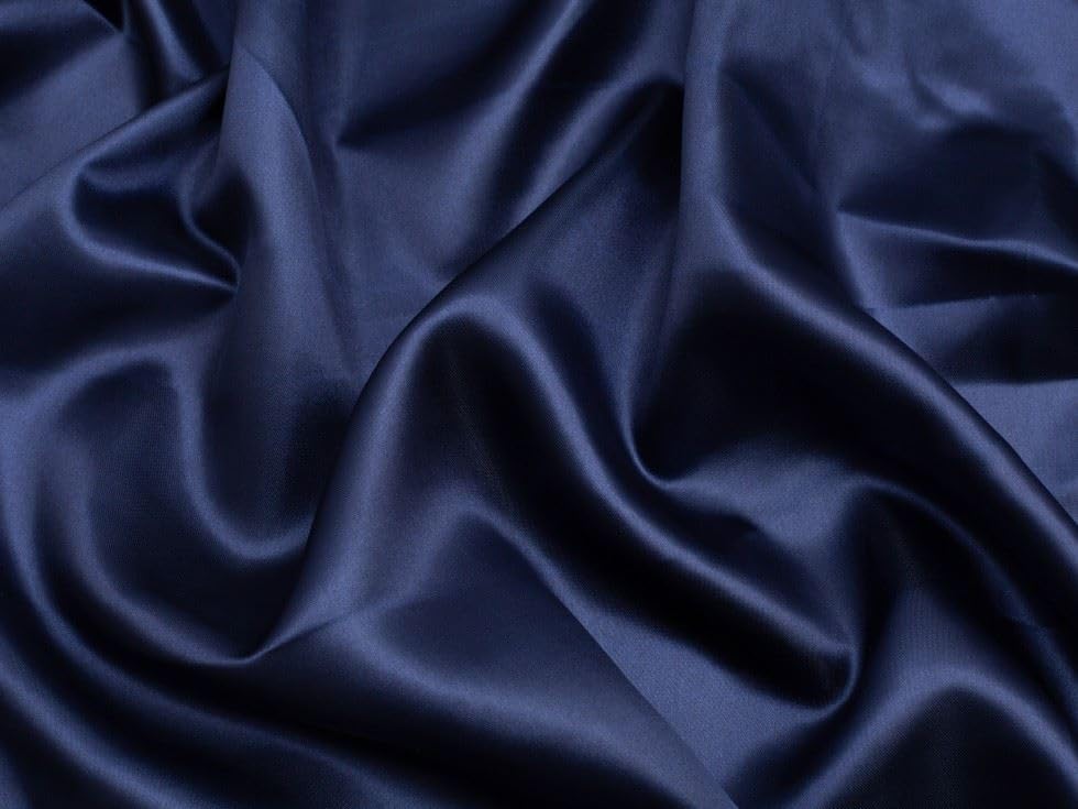 Minerva Crafts Liquid Satin Dress Fabric Navy Blue