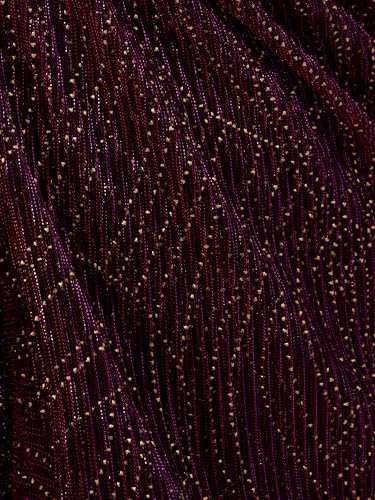 Adrianna Papell Burgundy Gold Metallic Mesh Faux Wrap Gown With Ruffle Accents3